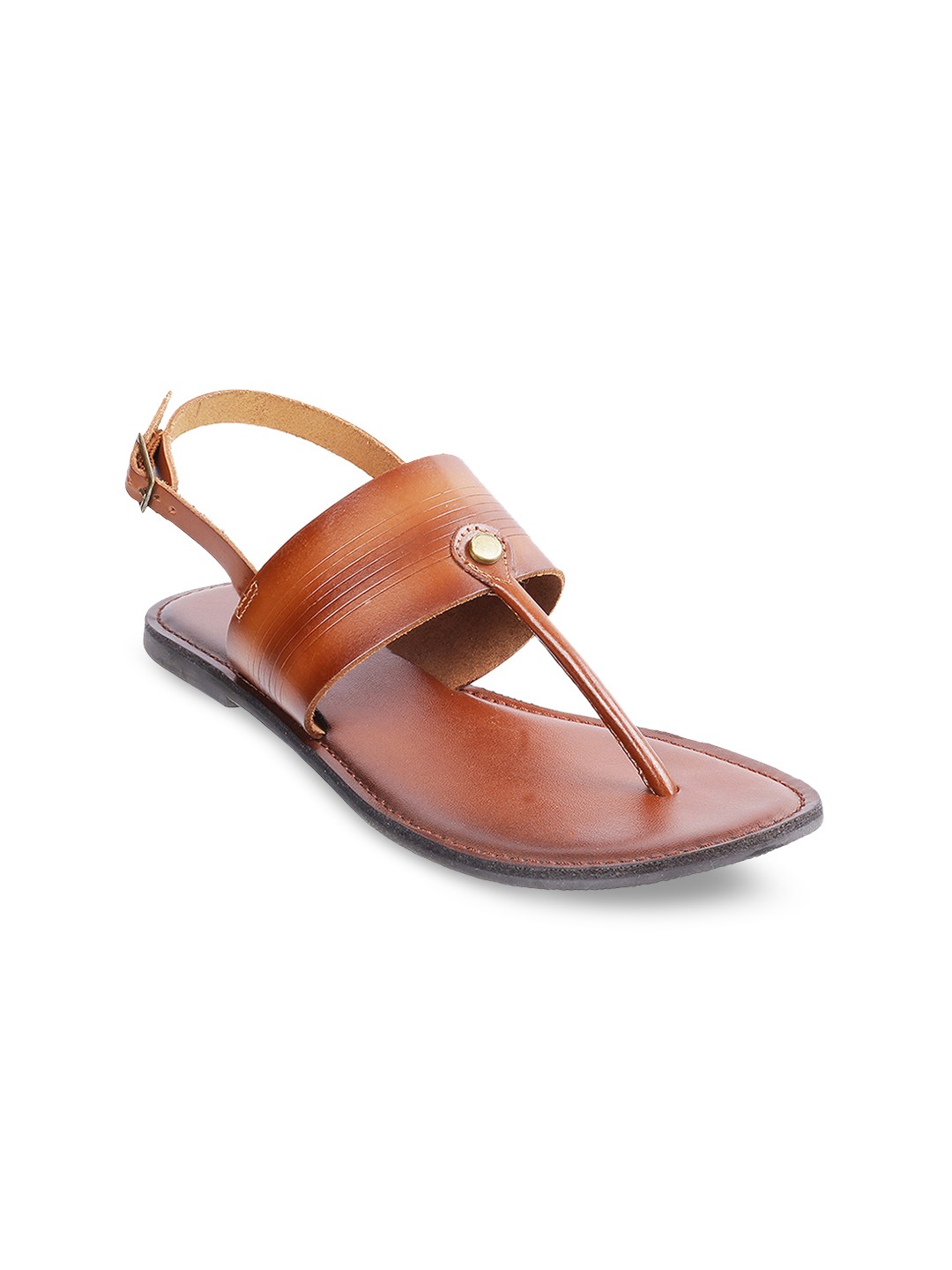 

Metro Women Tan Brown Solid T-Strap Flats