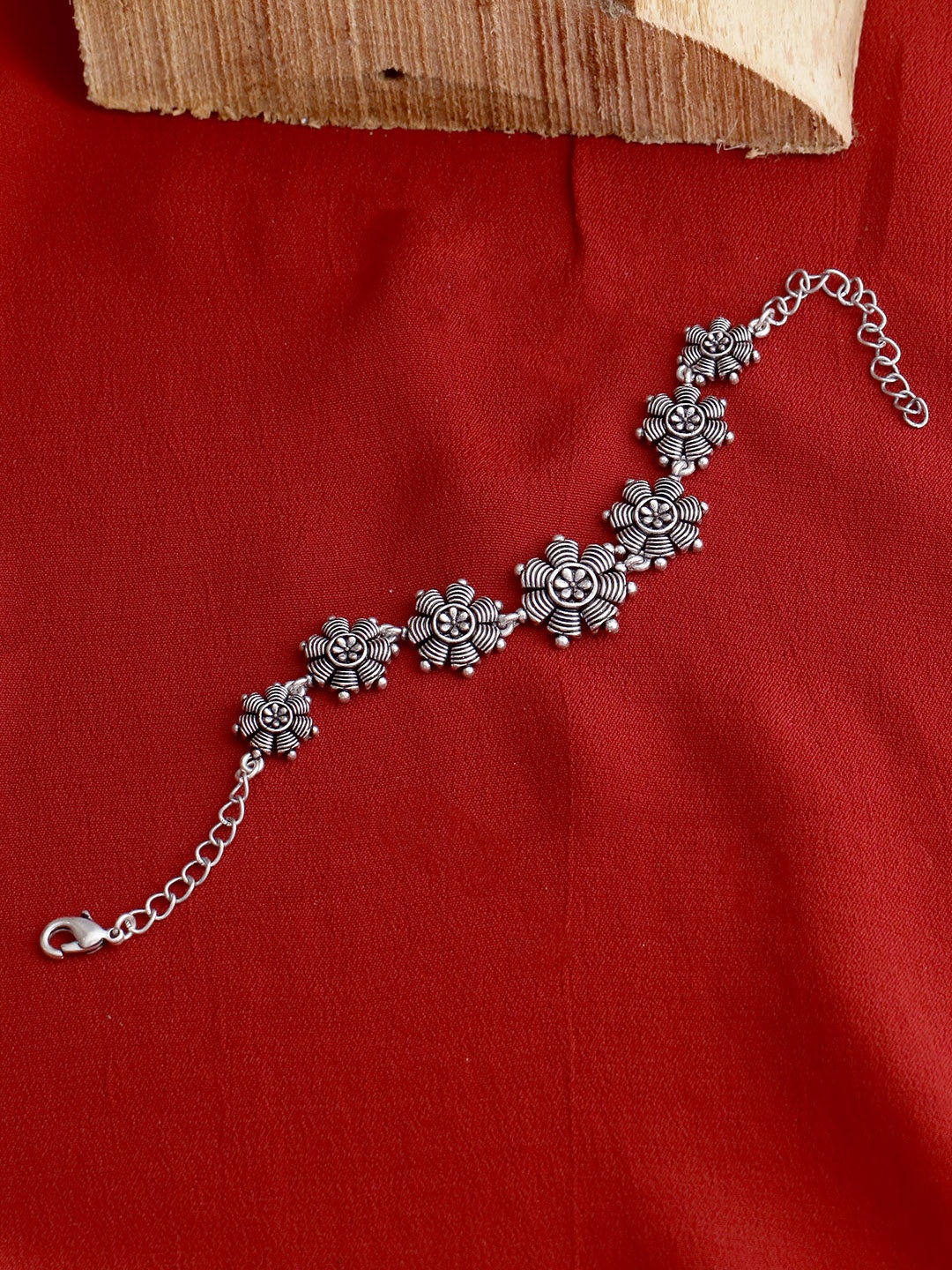 

Voylla Women Silver-Plated Oxidised Bracelet