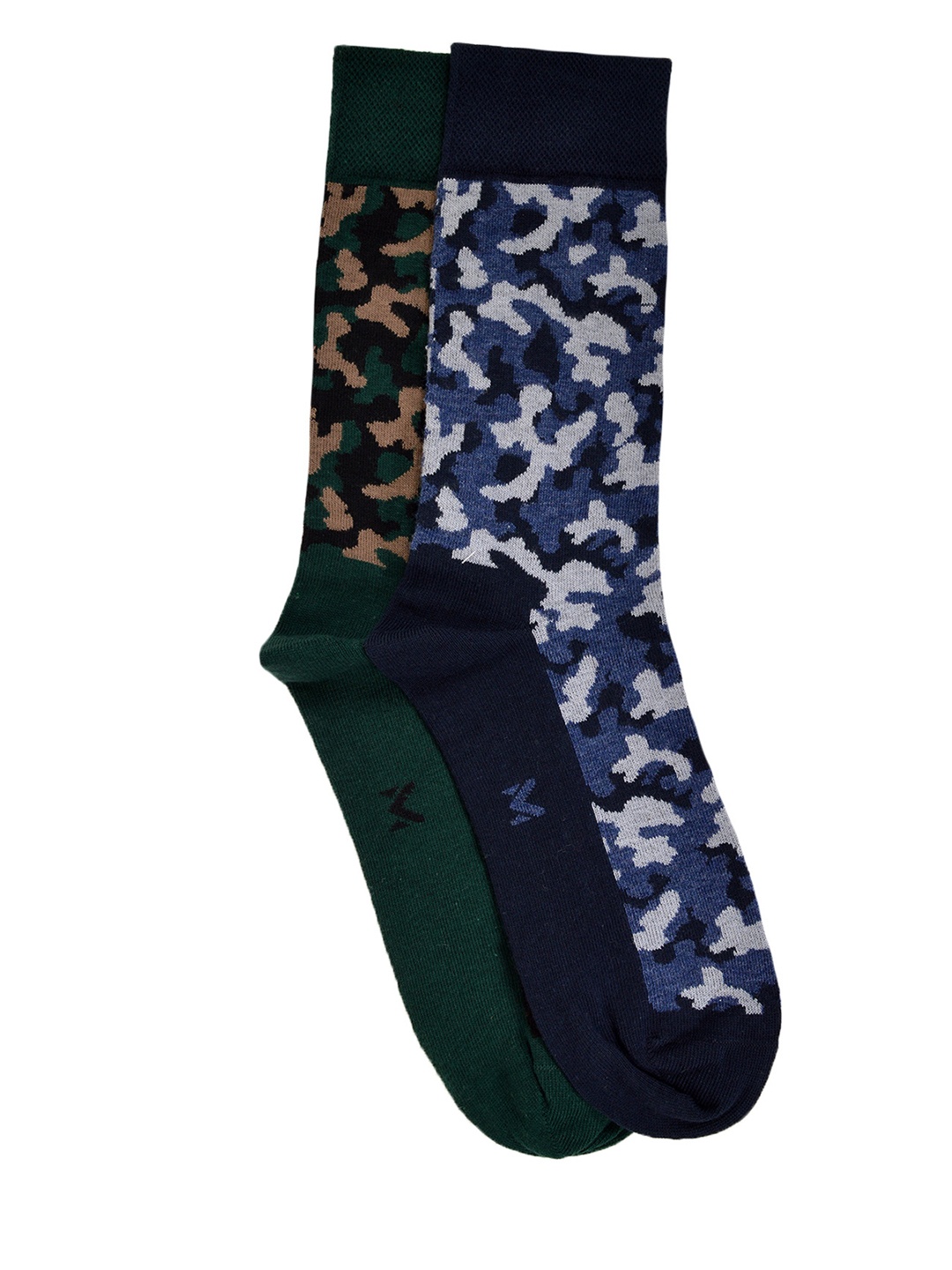 VINENZIA Men Pack of 2 Camouflage Pattern Calf-Length Socks, Blue