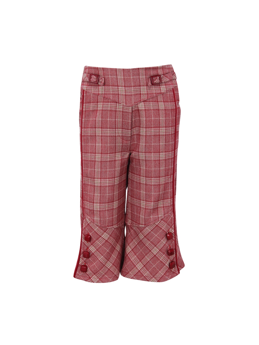 

CUTECUMBER Girls Red & White Knitted Smart Regular Fit Checked Culottes