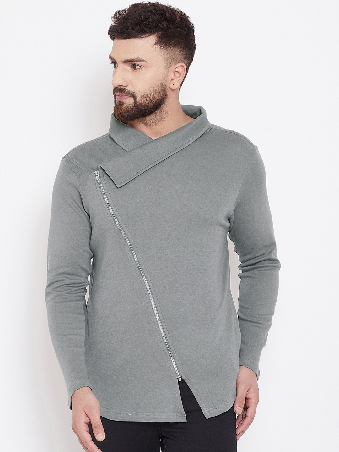 

Hypernation Men Grey Solid Jacket