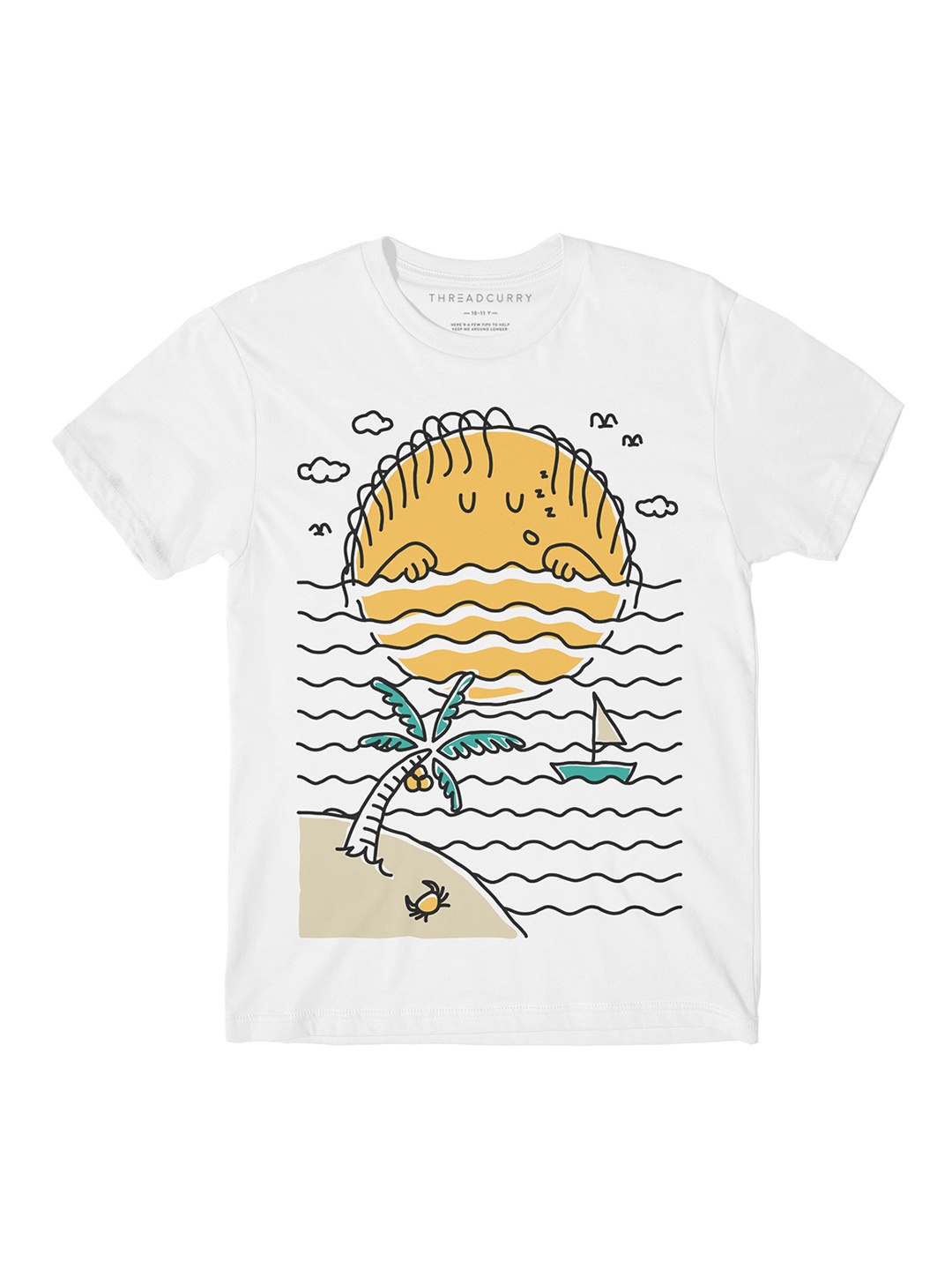 

THREADCURRY Boys White & Yellow Printed Round Neck T-shirt