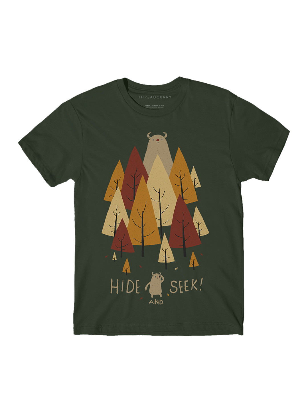 

THREADCURRY Boys Olive Green Printed Round Neck T-shirt