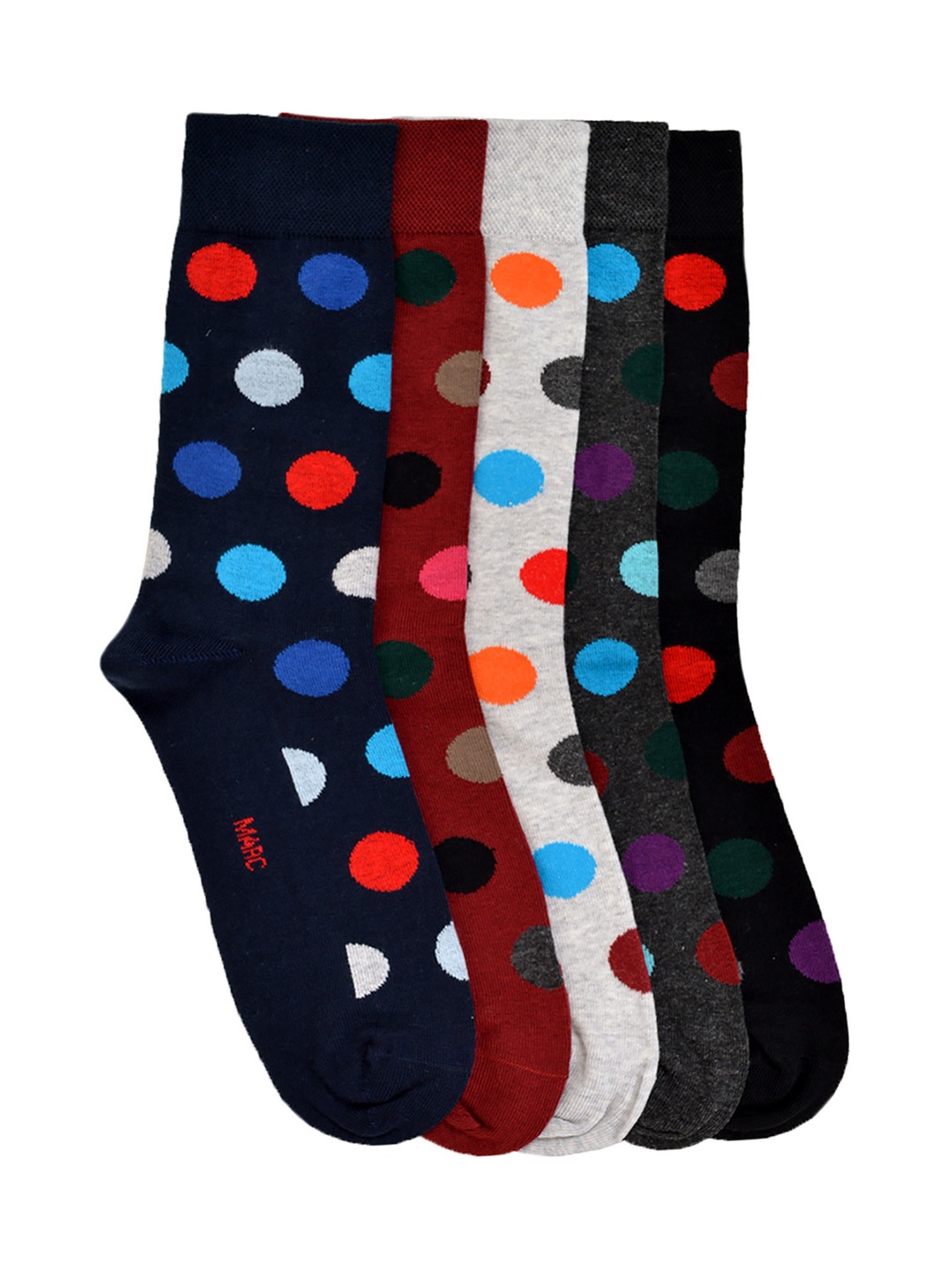 

VINENZIA Men Pack of 5 Multicoloured Patterned Calf-Length Socks, Multi