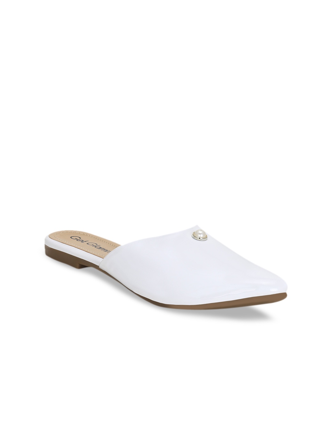 

Get Glamr Women White Solid Mules