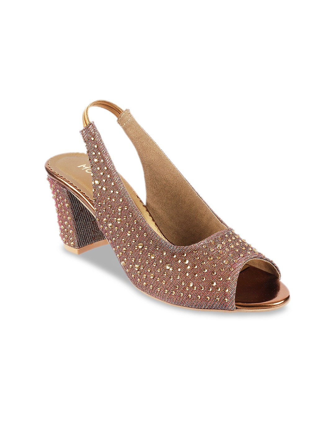 

Mochi Women Brown Textured Peep Toes