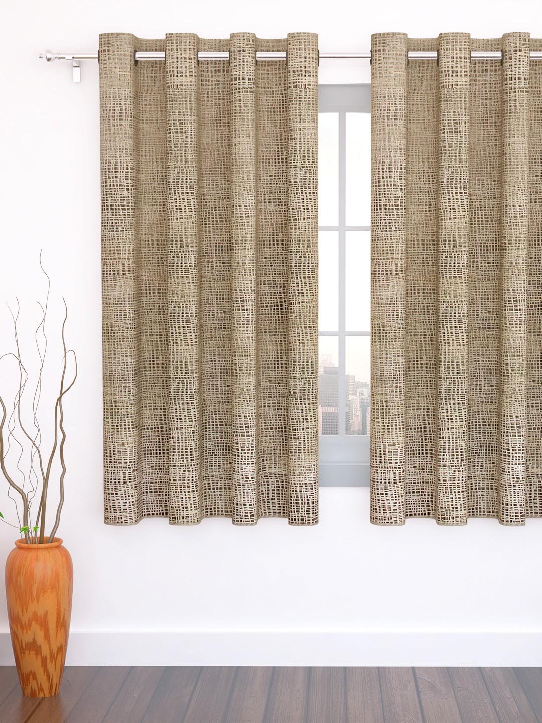 

Story@home Copper-Toned Jacquard Textured Single Window Curtain