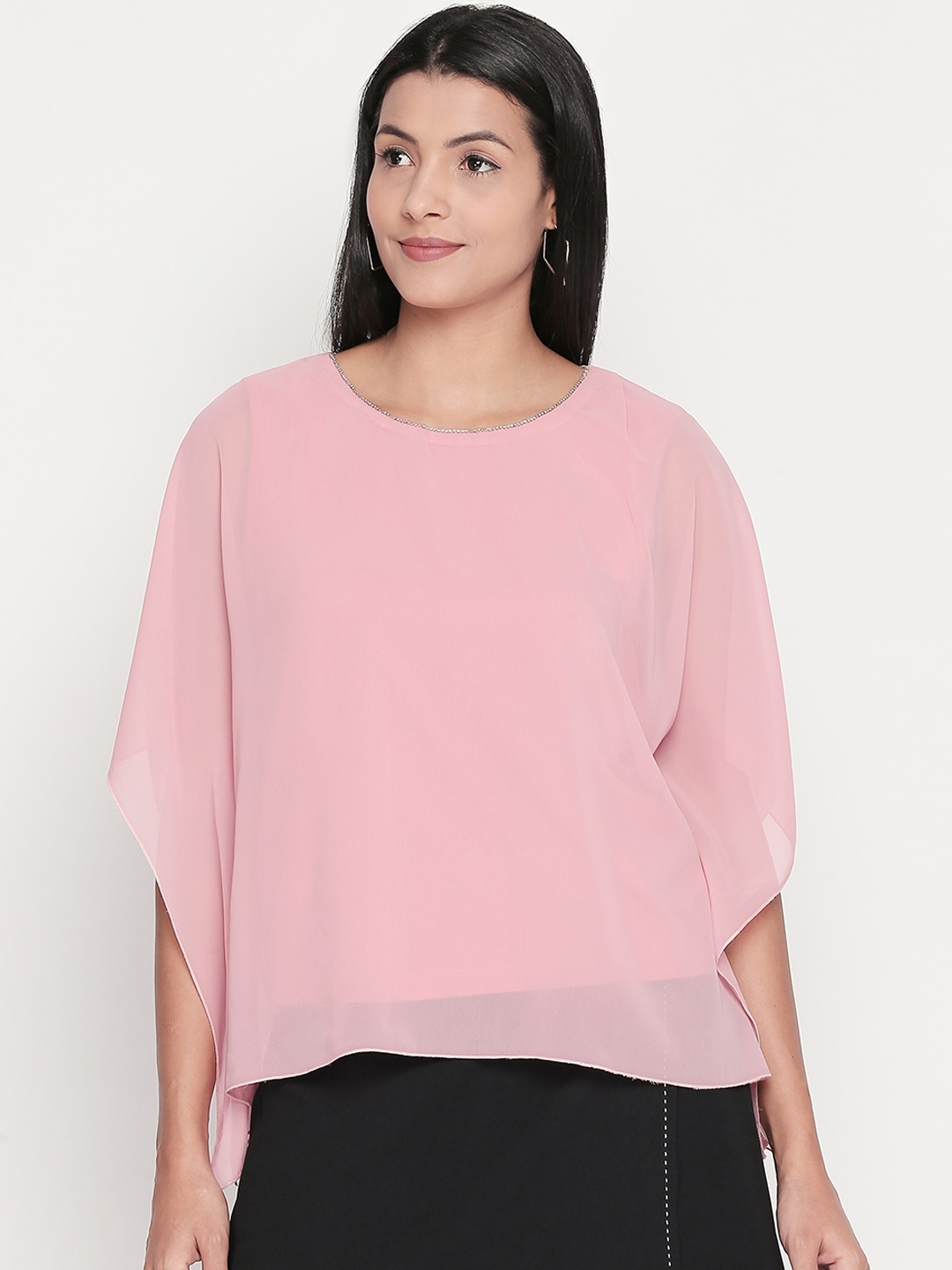 

Forever Glam by Pantaloons Women Pink Solid Kaftan Top