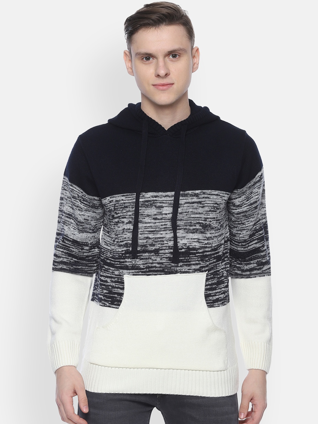 

People Men Black & Off-White Self Design Sweater