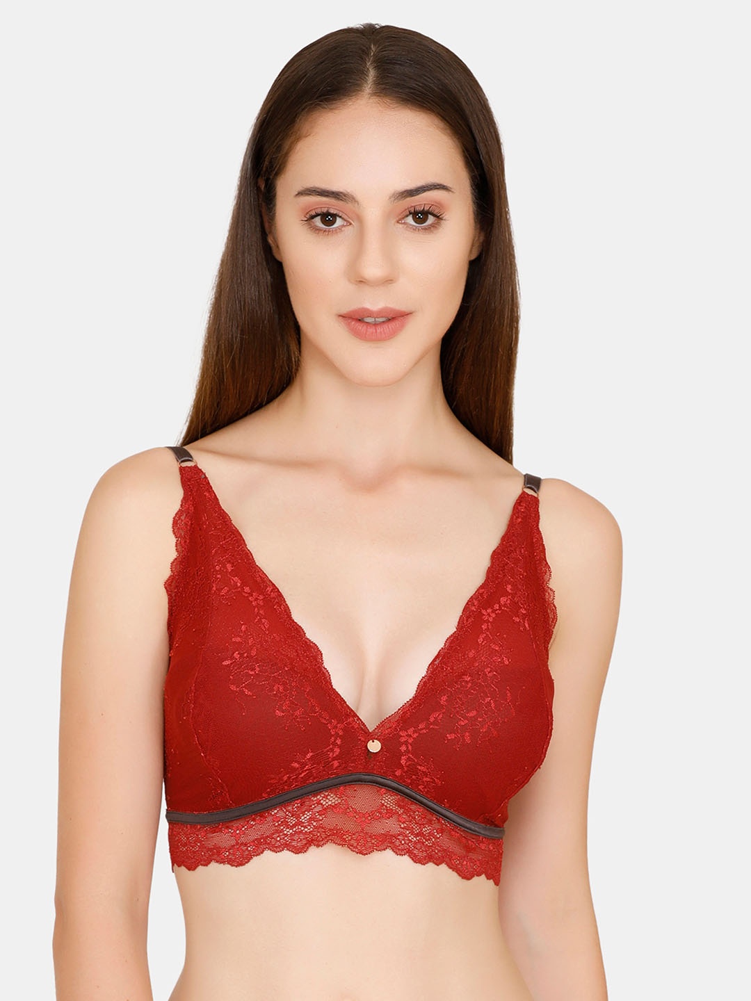 

Zivame Maroon Lace Non-Wired Non Padded Bralette ZI1862FASH00RED, Red