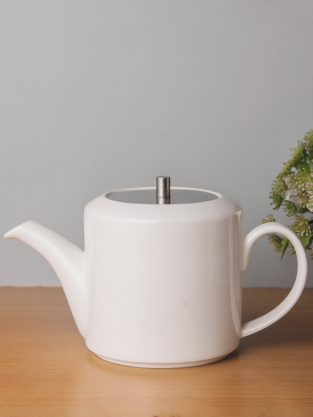 

Homesake White Porcelain Tea Kettle With Steel Lid