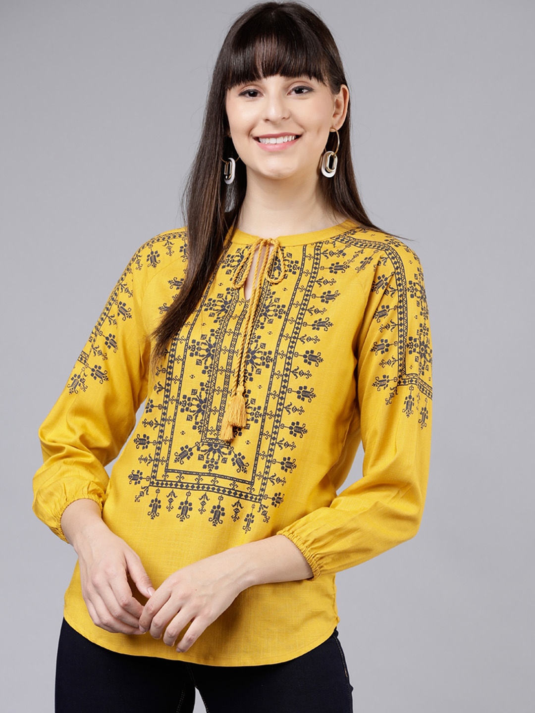 

Tokyo Talkies Women Yellow Printed Top