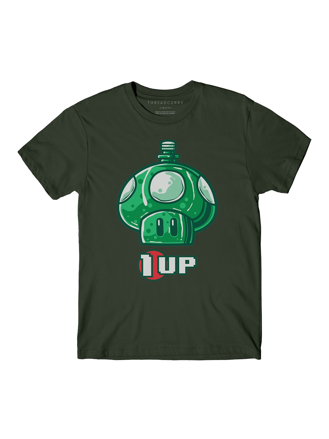 

THREADCURRY Boys Olive Green Printed Round Neck T-shirt