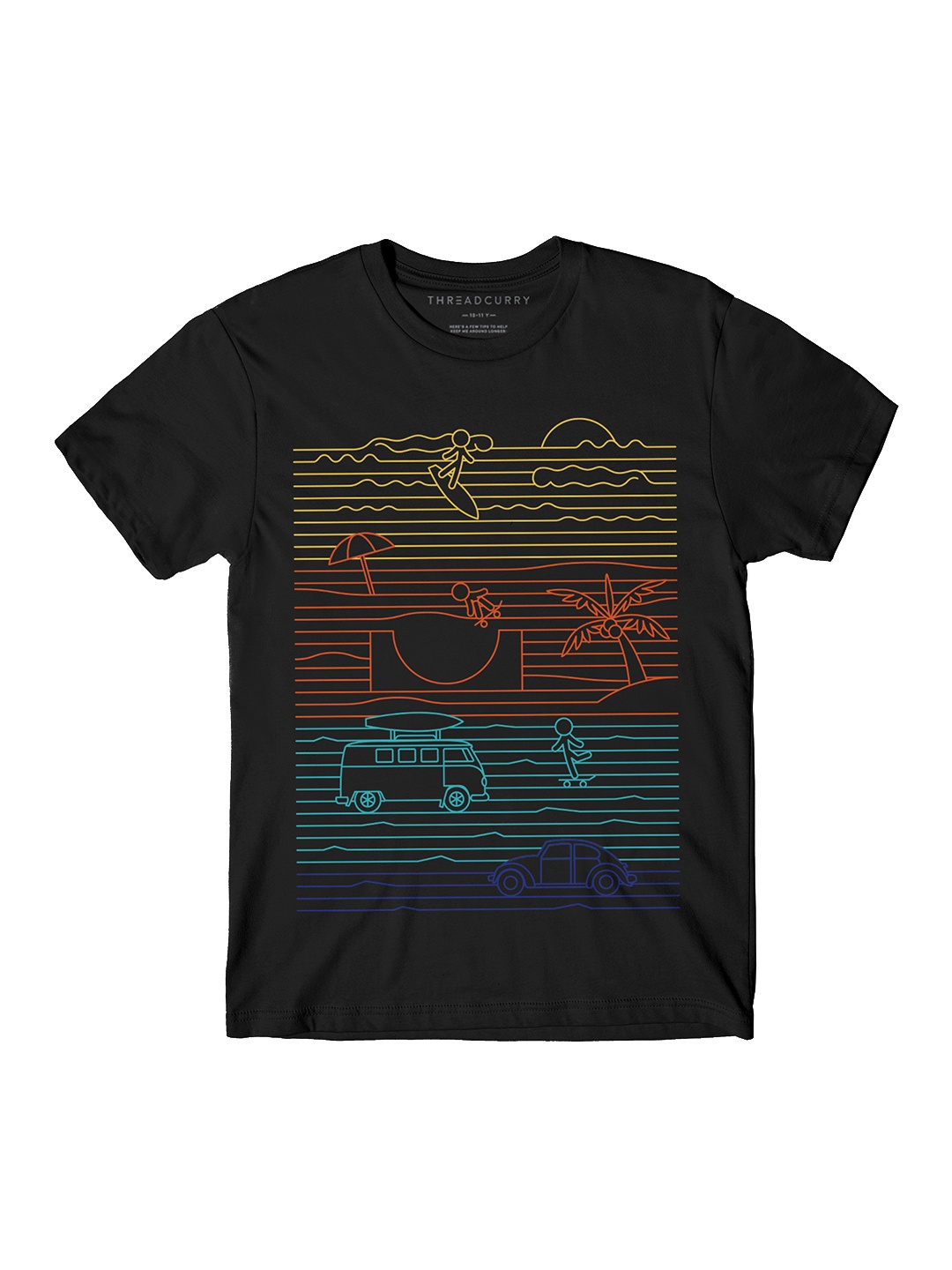 

THREADCURRY Boys Black Printed Round Neck T-shirt