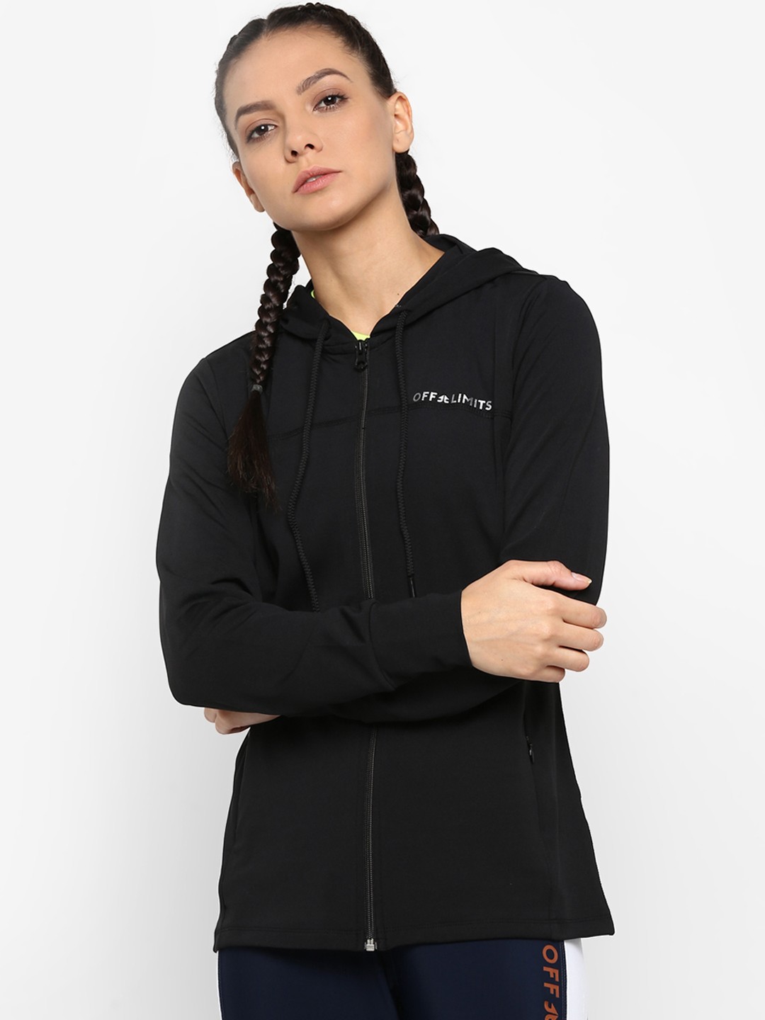 

OFF LIMITS Women Black Solid Lightweight Jacket