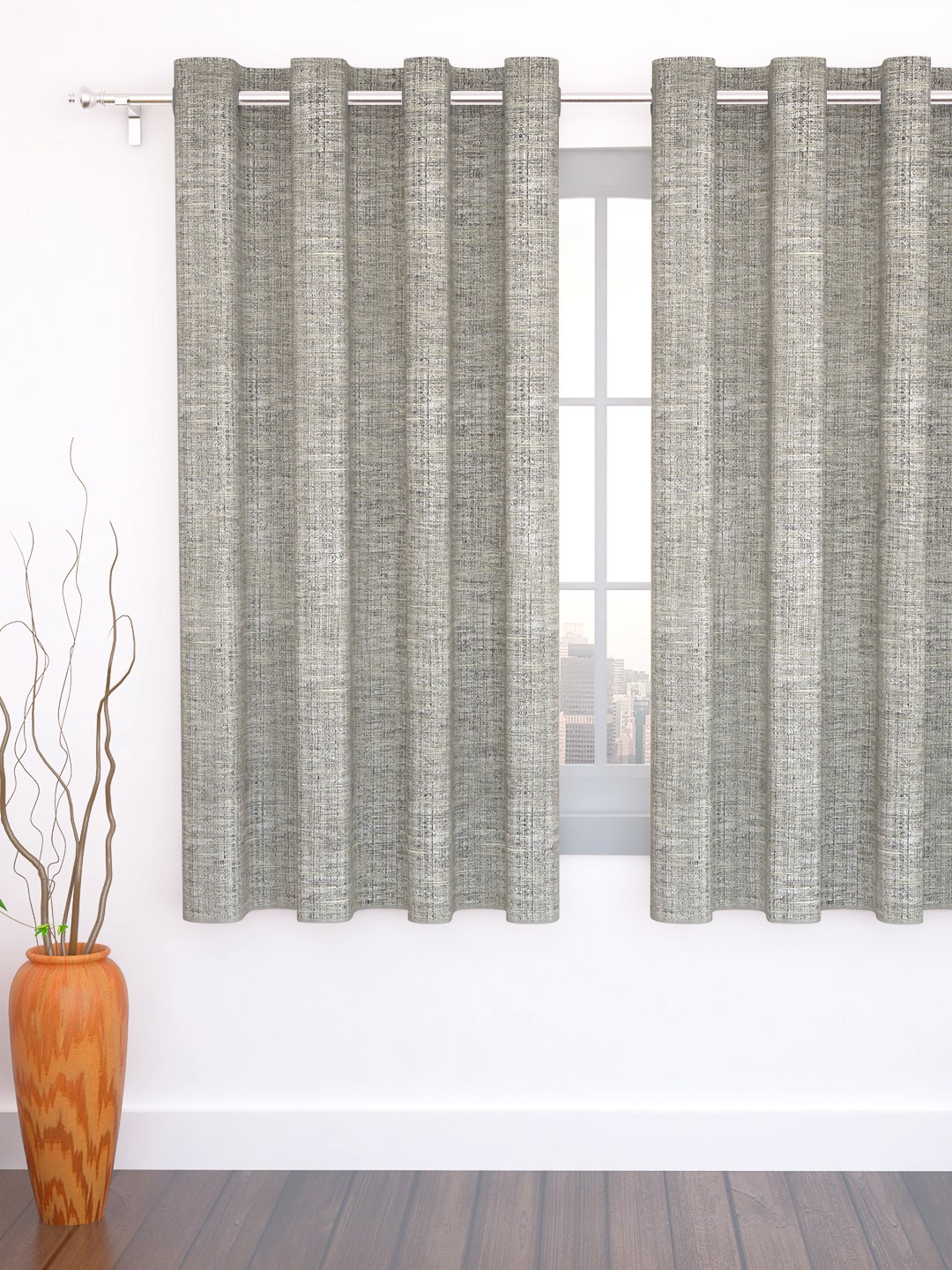 

Story@home Grey Jacquard Textured Single Window Curtain