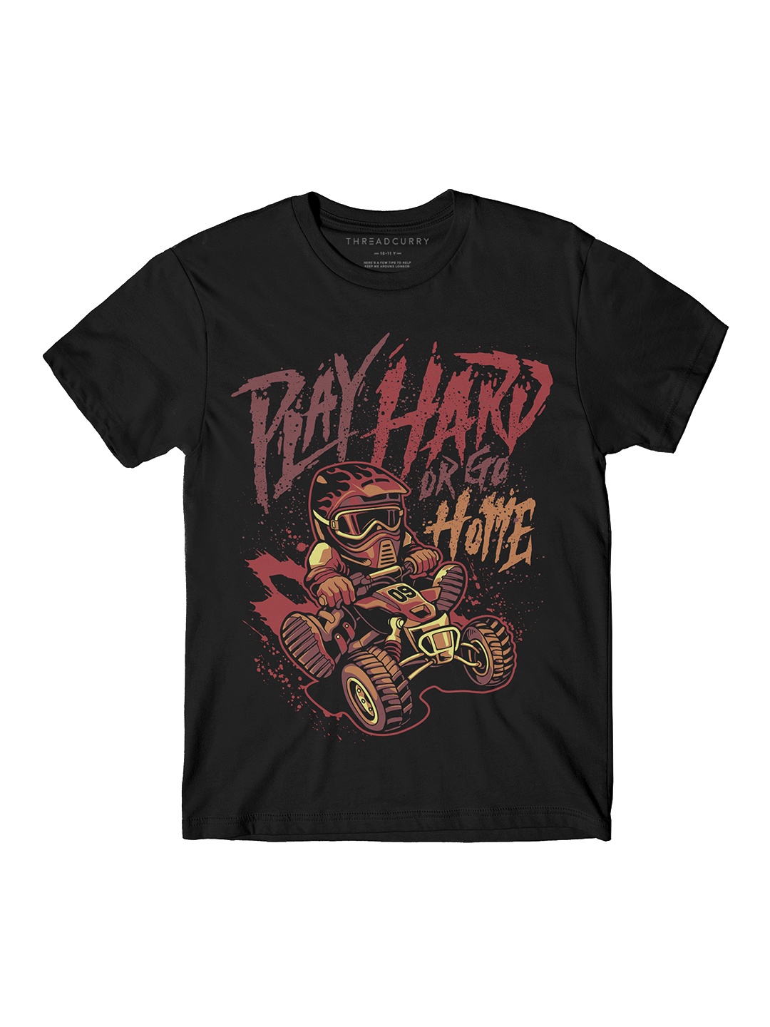 THREADCURRY Boys Black Printed Round Neck T-shirt