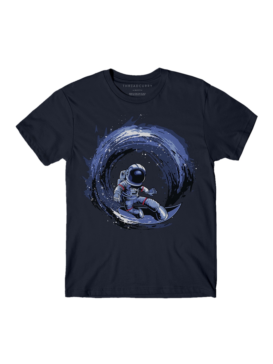 

THREADCURRY Boys Navy Printed Round Neck T-shirt, Navy blue