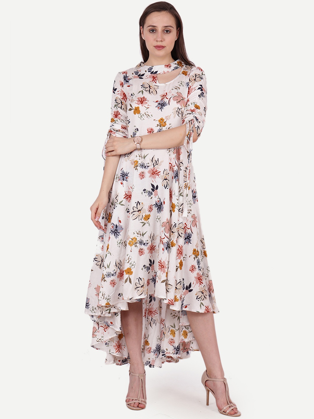 

SCORPIUS Women Pink Floral Print Maxi Dress
