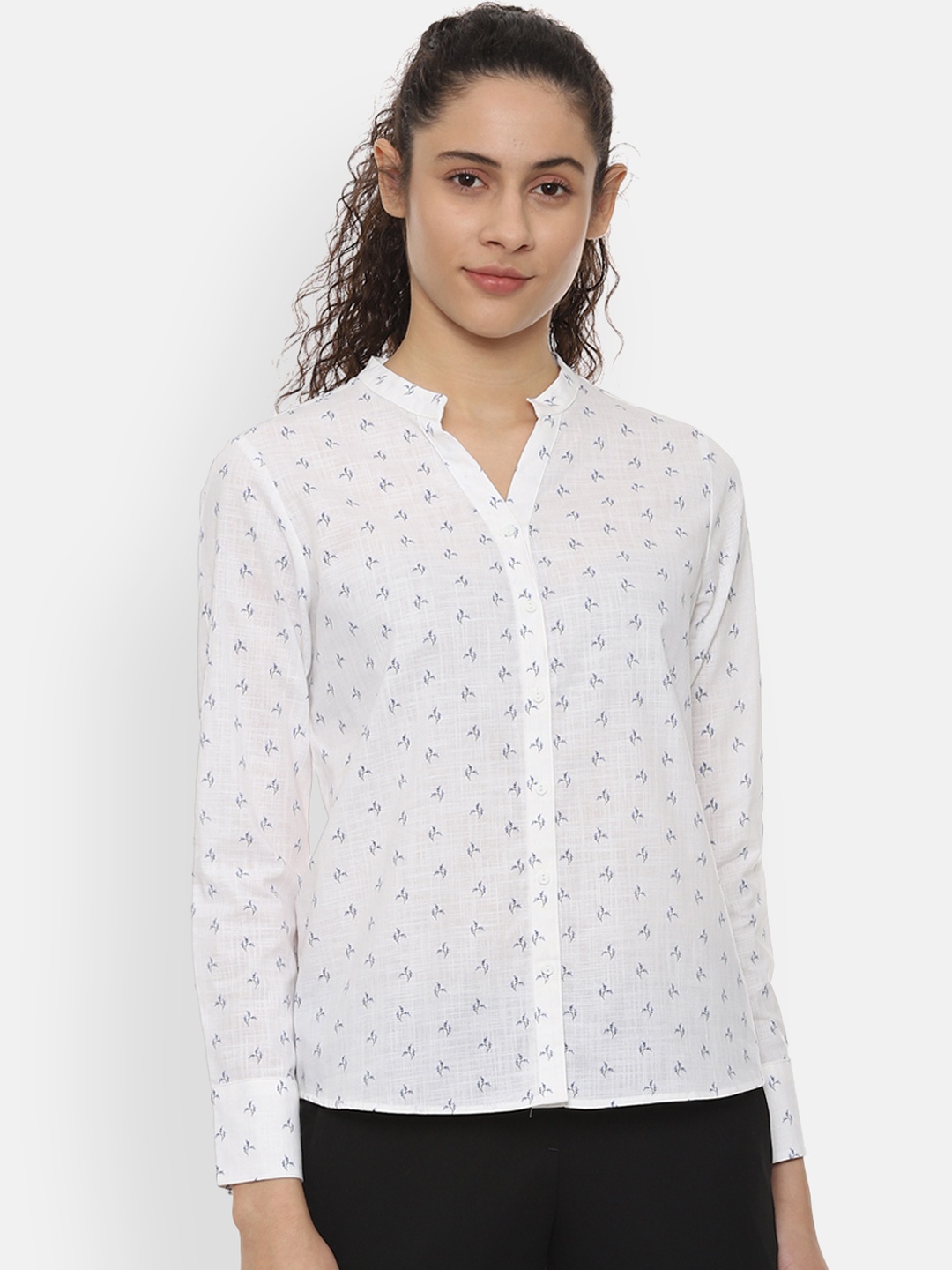 

Van Heusen Woman Women White & Black Regular Fit Printed Casual Shirt