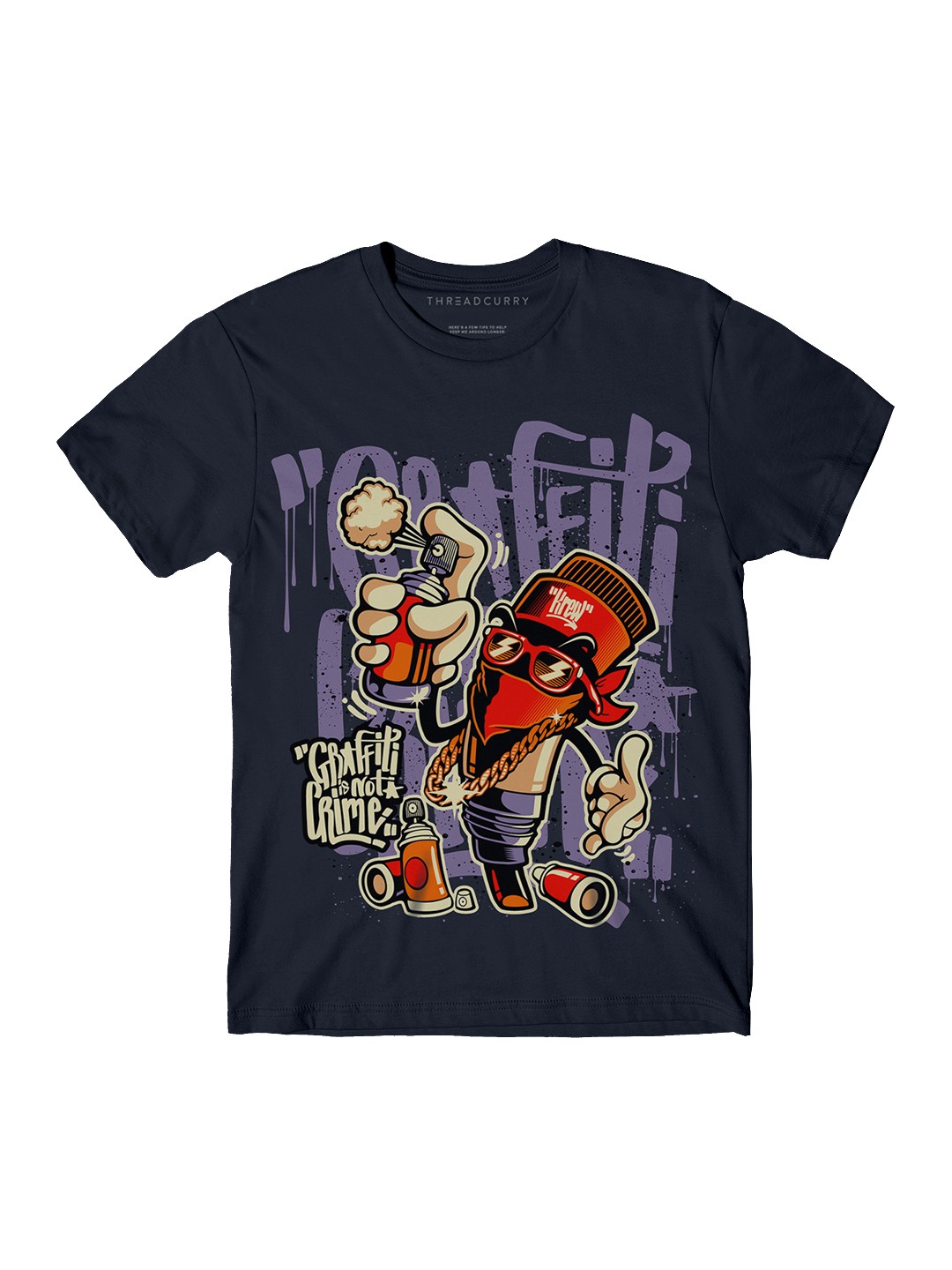 

THREADCURRY Boys Navy Blue Printed Round Neck T-shirt