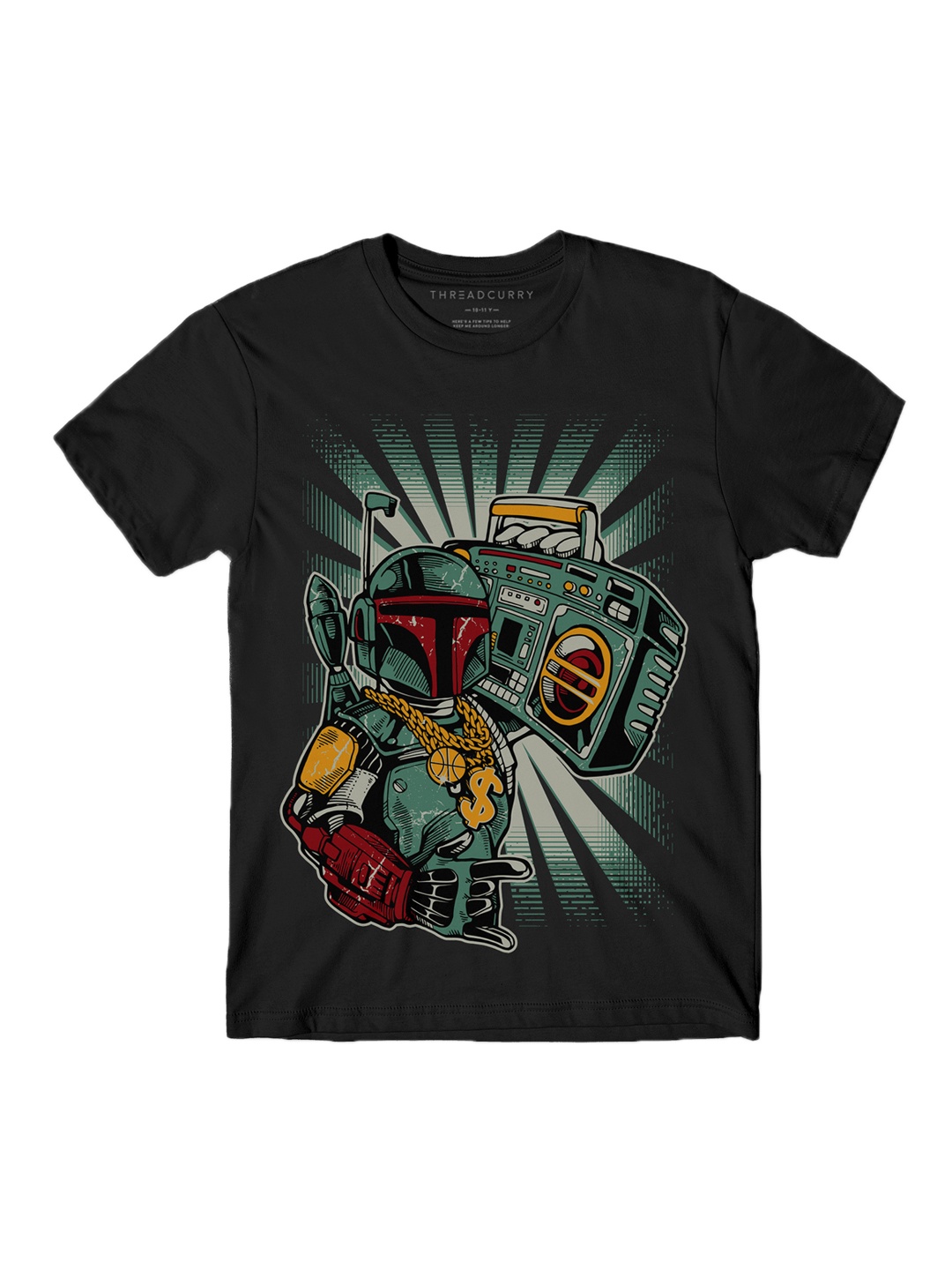 

THREADCURRY Boys Black Printed Round Neck T-shirt