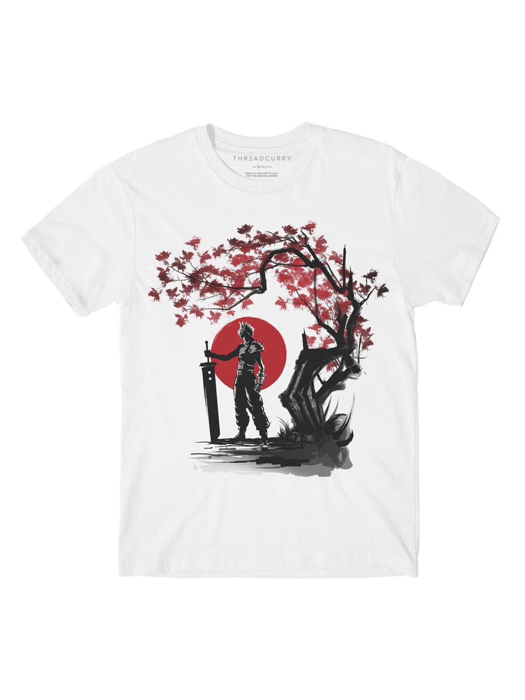 THREADCURRY Boys White Anime Printed T-shirt