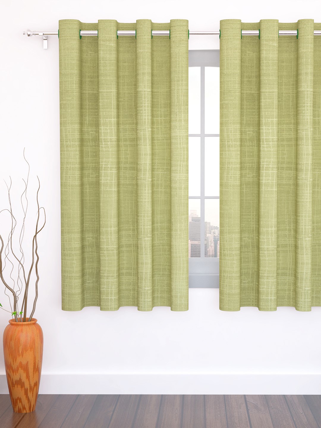 Story@home Lime Green Jacquard Textured Single Window Curtain