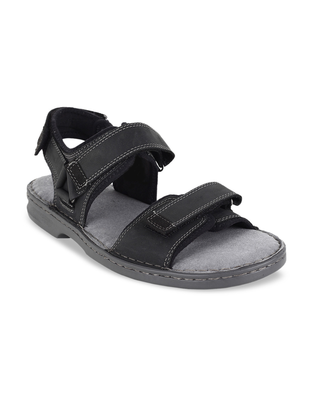 

Clarks Men Black Solid Leather Sandals