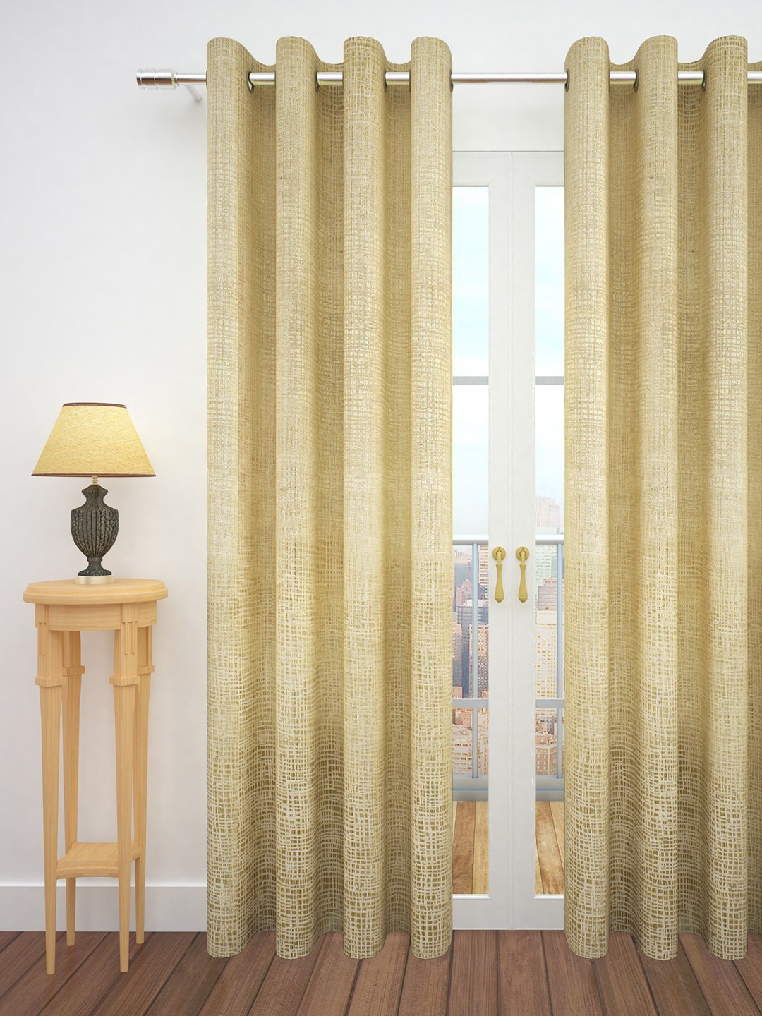 

Story@home Beige Jacquard Textured Single Door Curtains