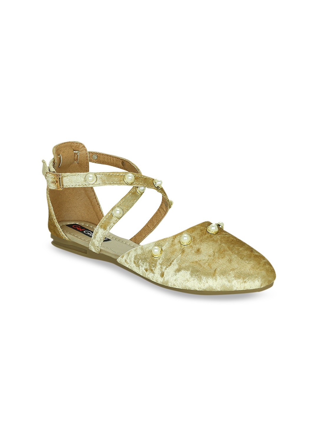 

Get Glamr Women Gold-Toned Embellished Ballerinas