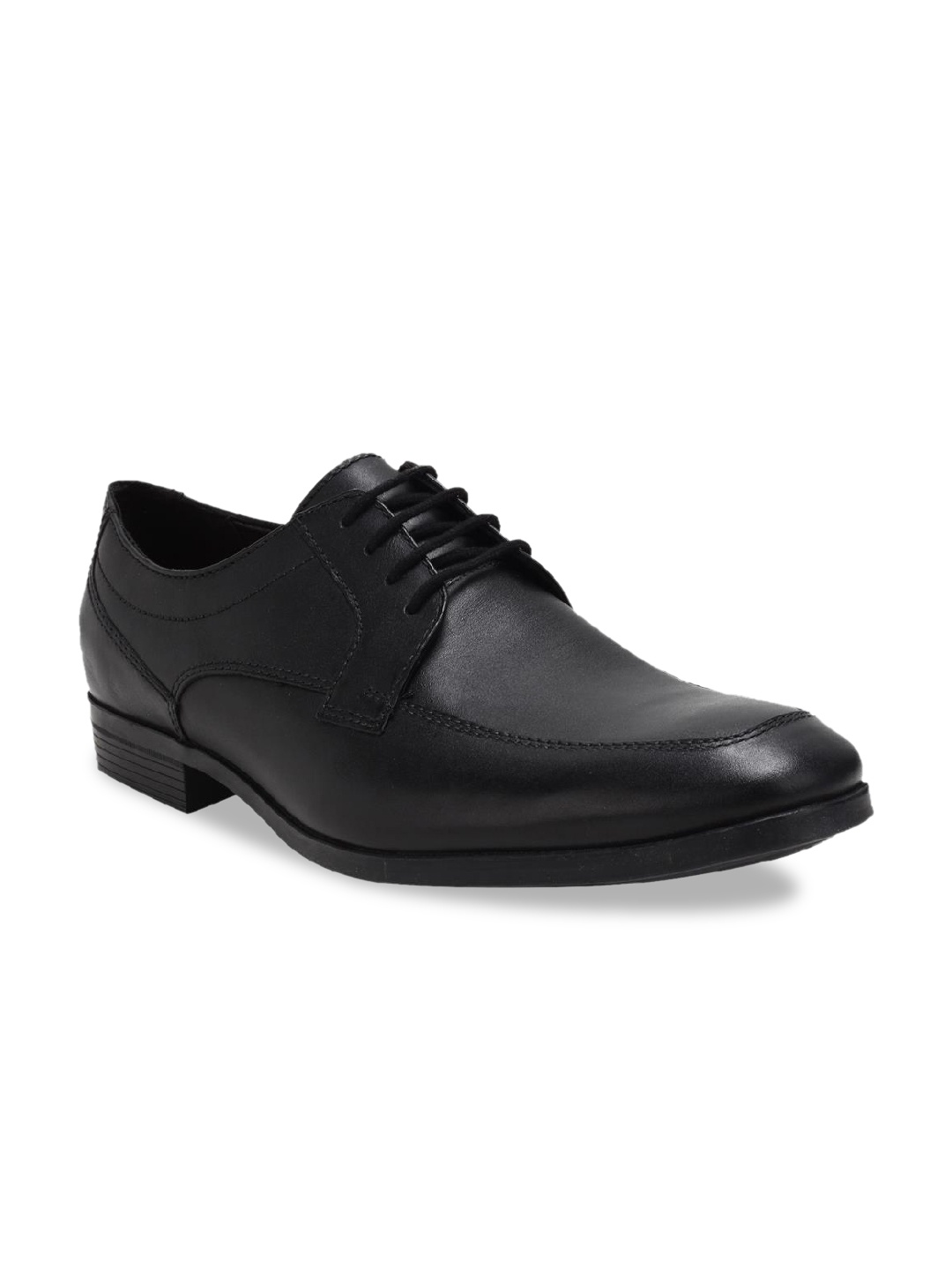 

Clarks Men Black Solid Leather Formal Derbys