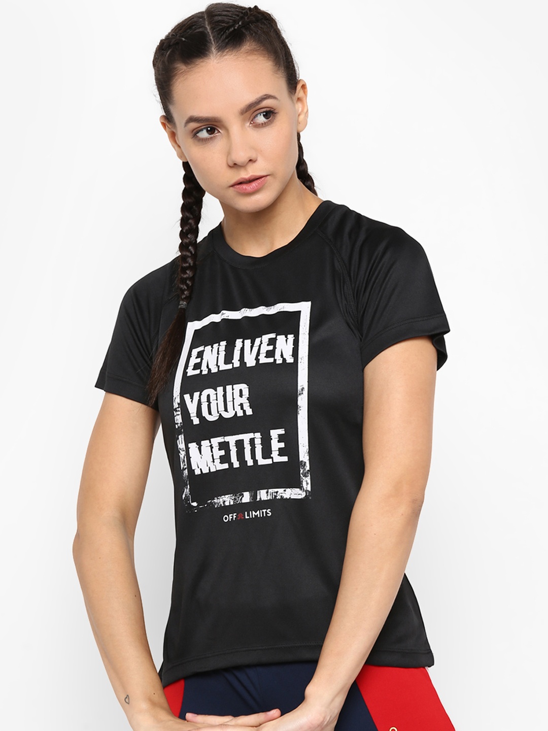 

OFF LIMITS Women Black Printed Round Neck T-shirt