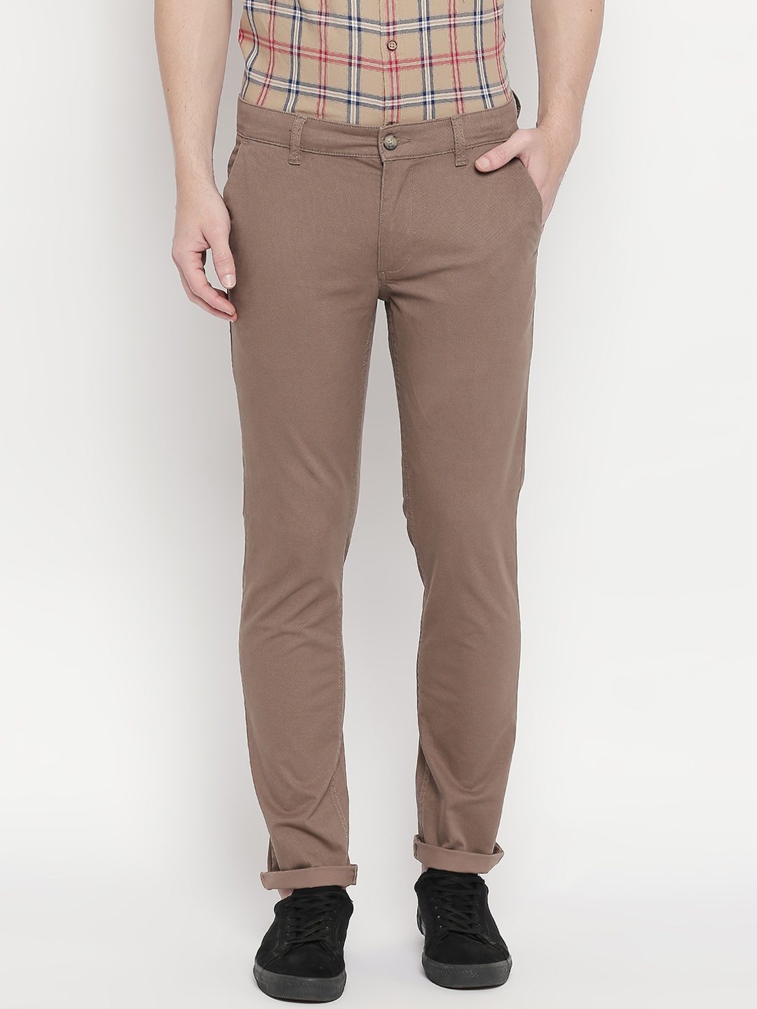 

Urban Ranger by pantaloons Men Brown Slim Fit Solid Chinos