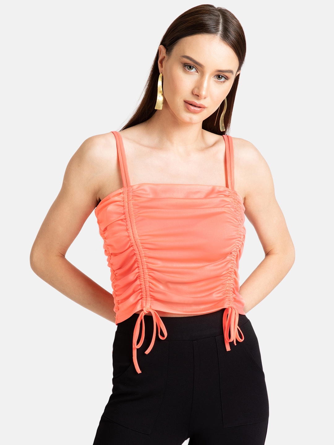 

Kazo Women Pink Solid Fitted Top
