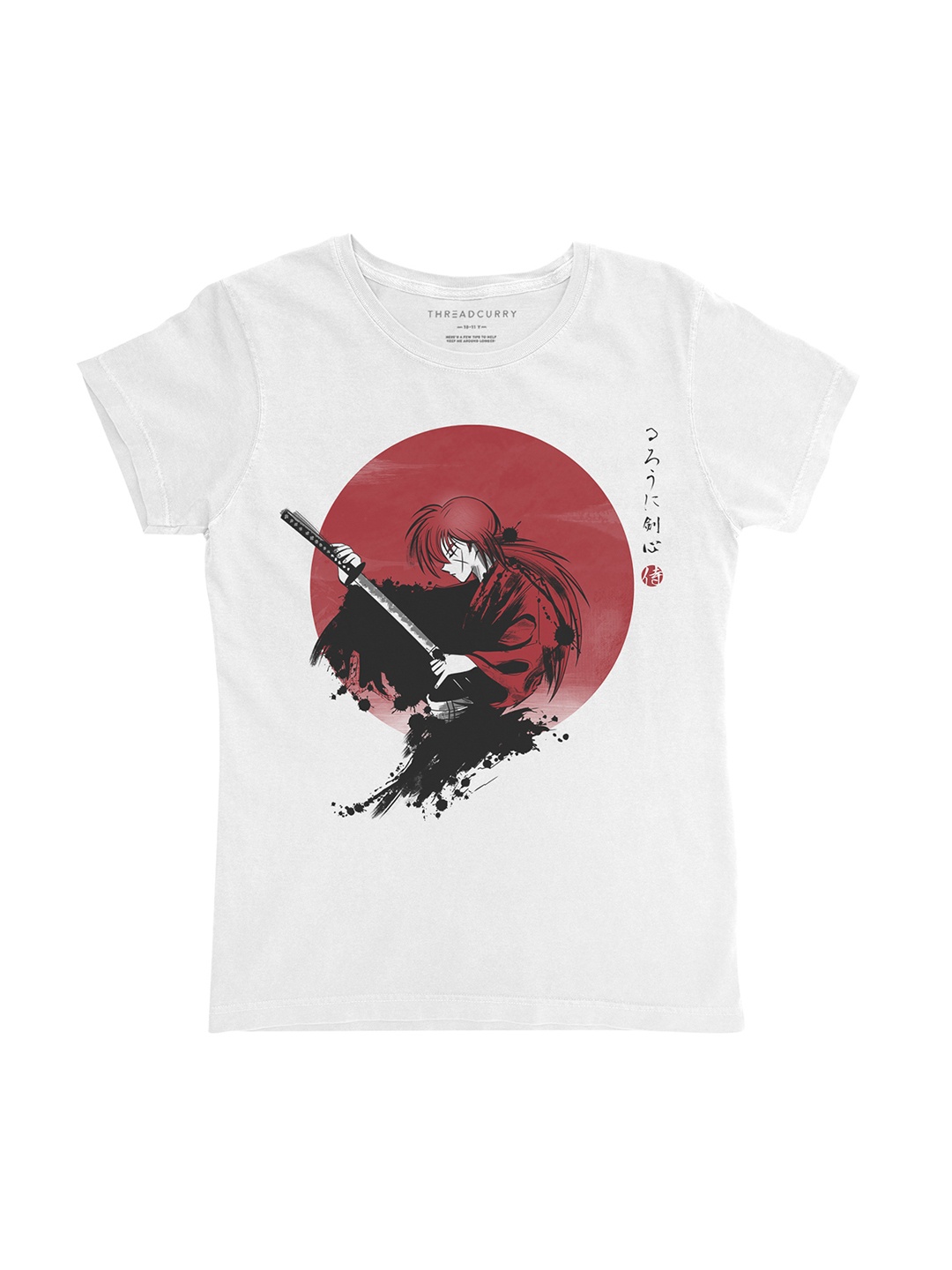 

THREADCURRY Girls White Printed Round Neck T-shirt