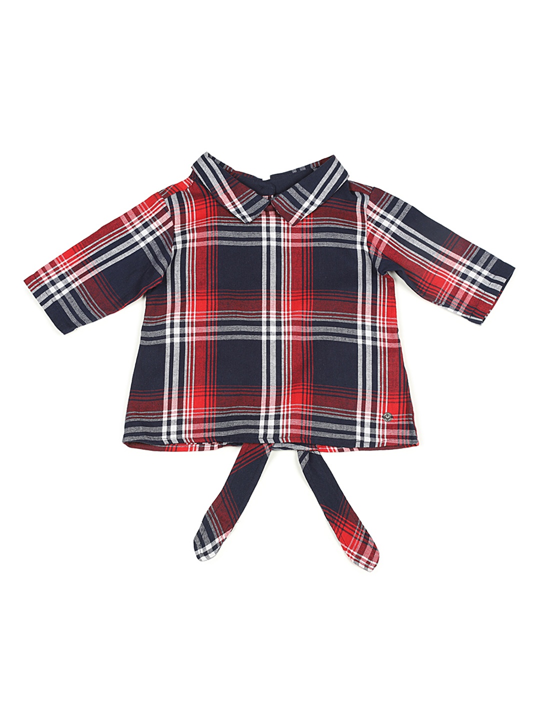 

Allen Solly Junior Girls Navy Blue Checked Shirt Style Top