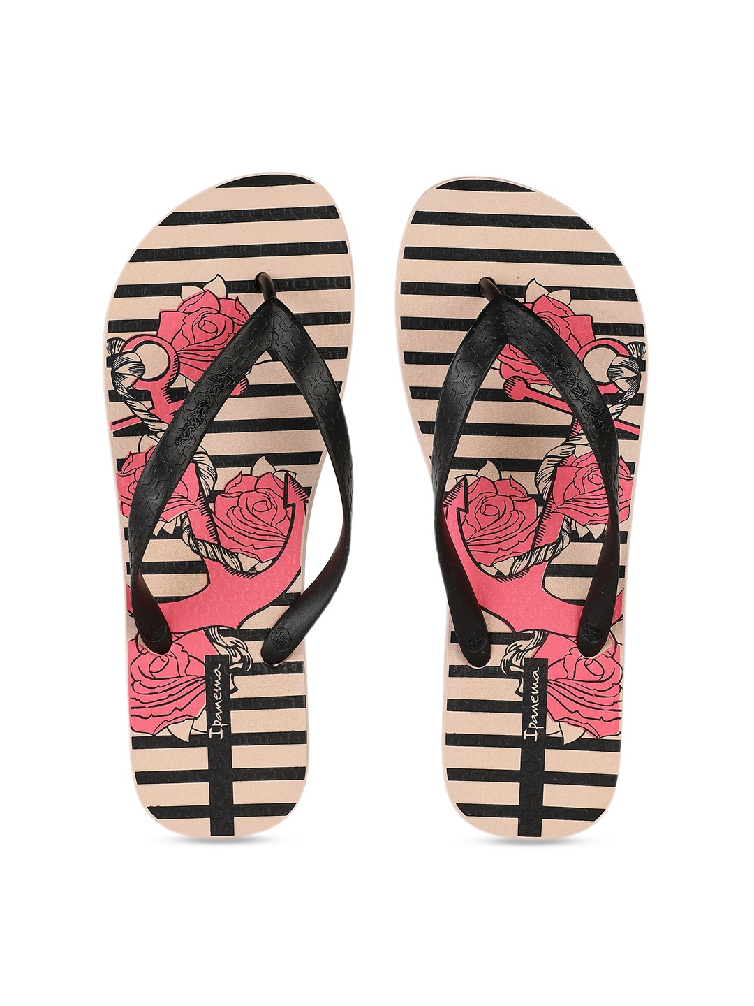 

iPanema Women Beige & Black Striped Thong Flip-Flops