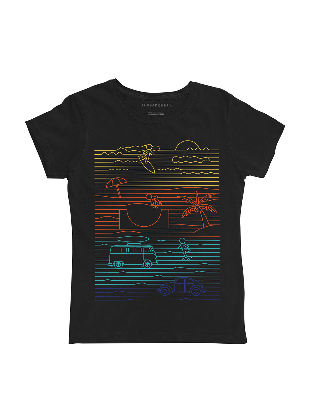 

THREADCURRY Girls Black Printed Round Neck T-shirt