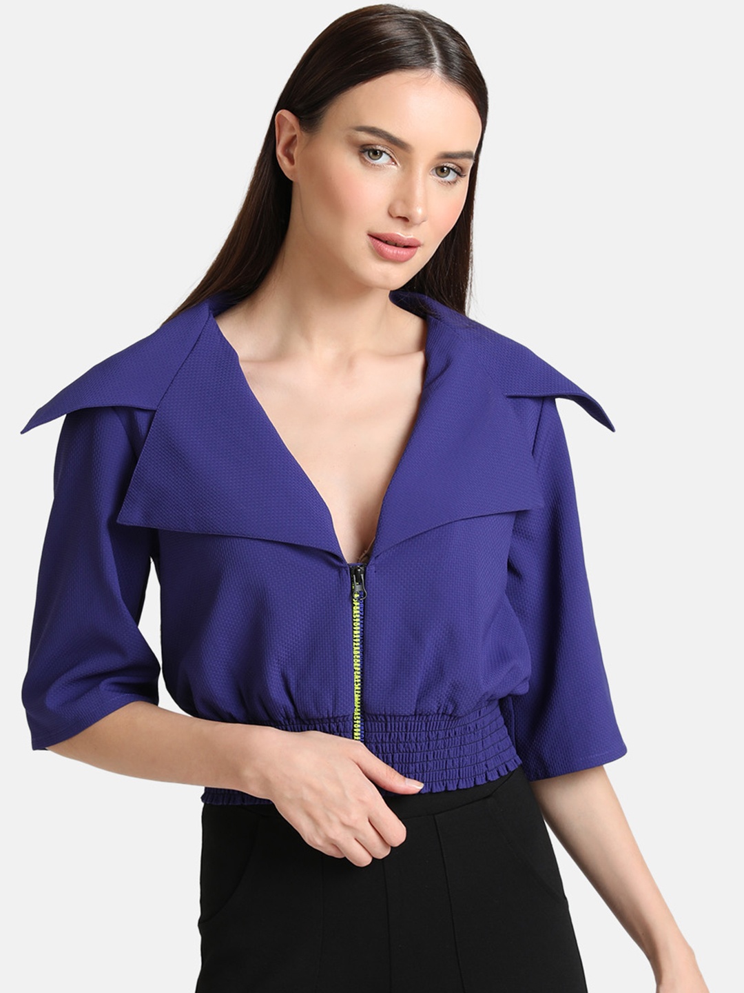 

Kazo Women Blue Solid Jacket