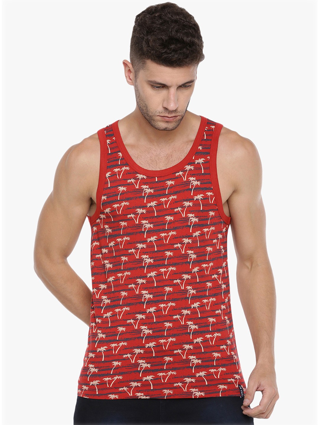 

Force NXT Printed Super Combed Cotton Tank T-shirt, Red