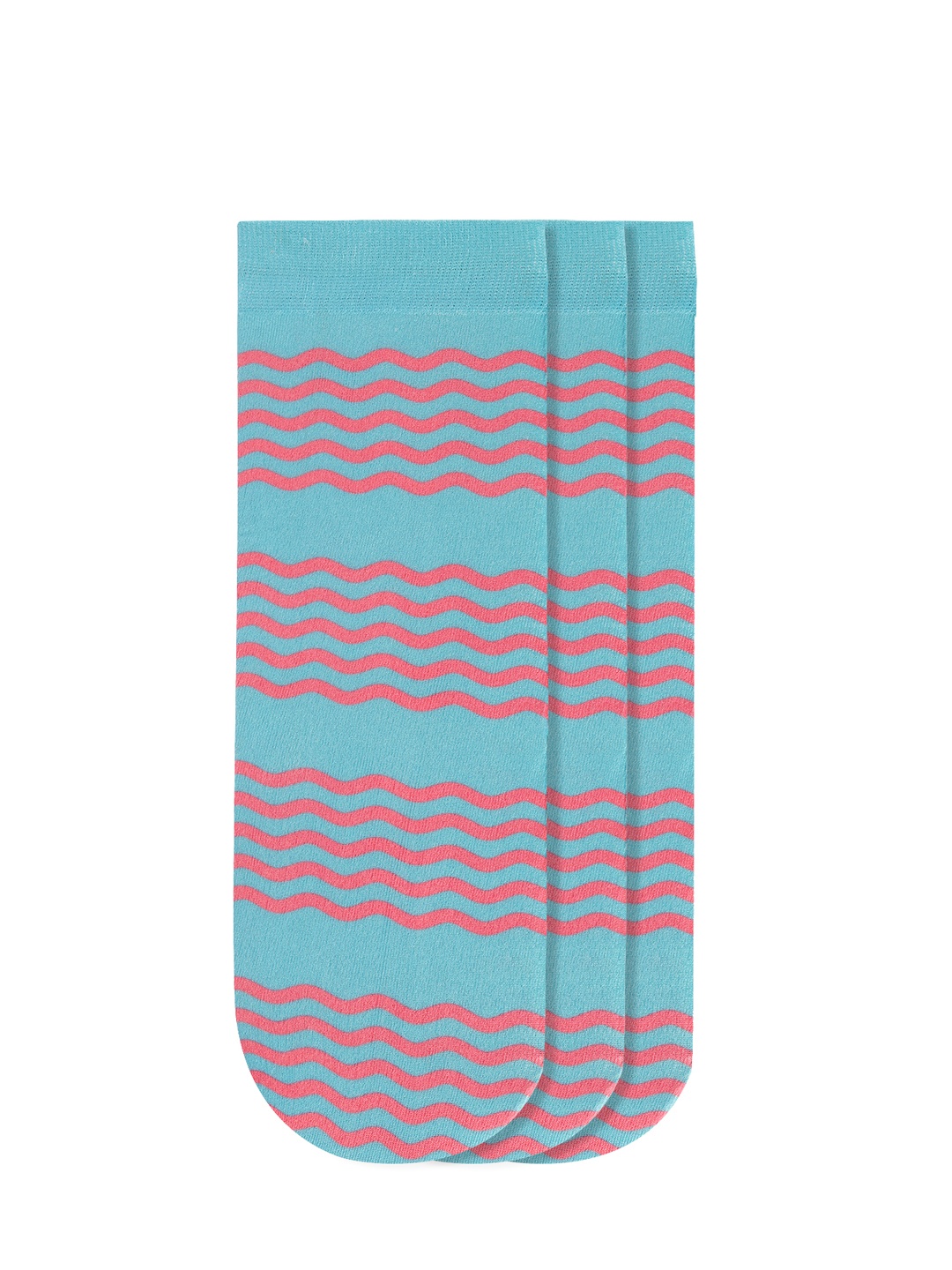 

JUMP USA Women Pack of 3 Blue & Red Striped Ankle-Length Socks