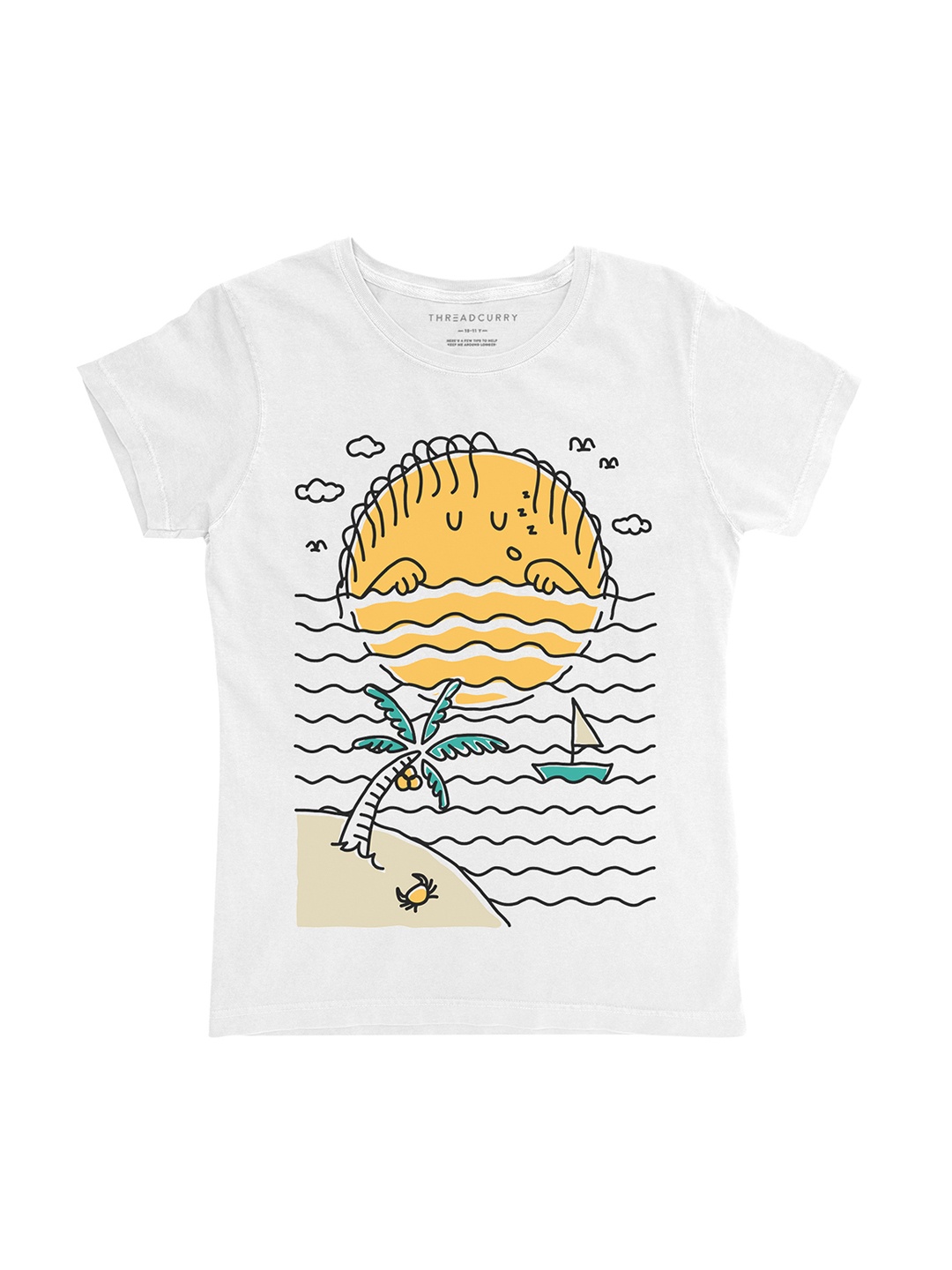 

THREADCURRY Girls White Printed Round Neck T-shirt