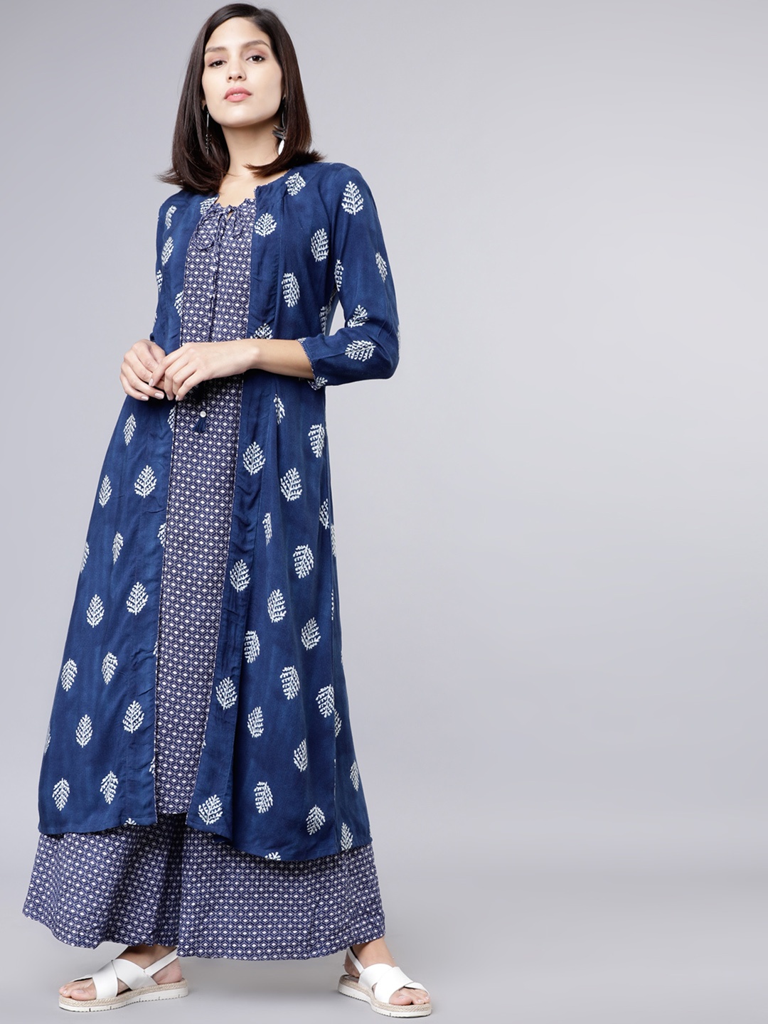 

Vishudh Women Navy Blue Printed A-Line Kurta