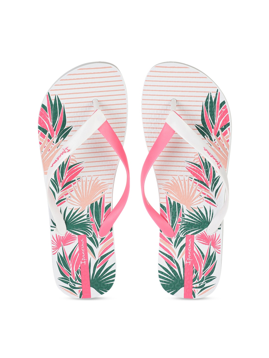 

iPanema Women White & Pink Tropical Print Thong Flip-Flops