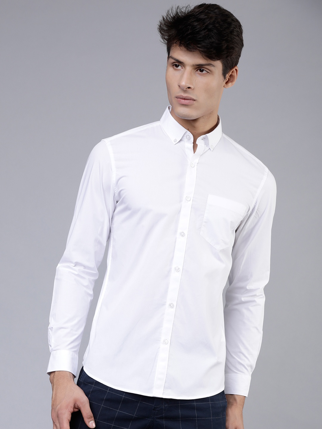 

HIGHLANDER Men White Slim Fit Solid Casual Shirt