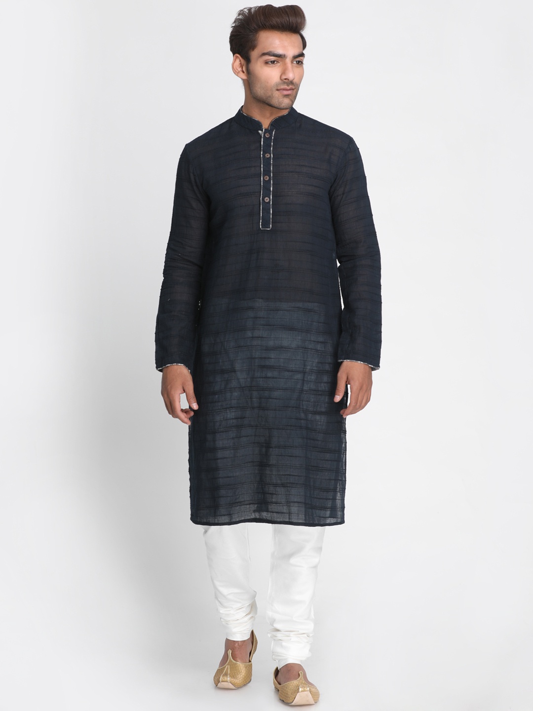 

Nakshi Men Black Striped Straight Kurta