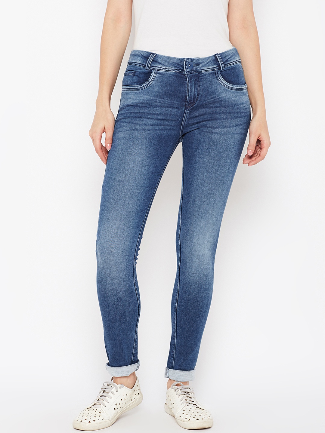 Xpose Women Blue Slim Fit Mid-Rise Clean Look Stretchable Jeans