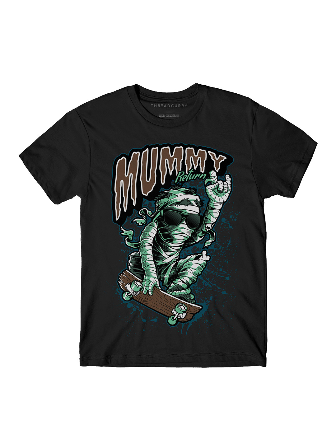 

THREADCURRY Boys Black Printed Round Neck T-shirt