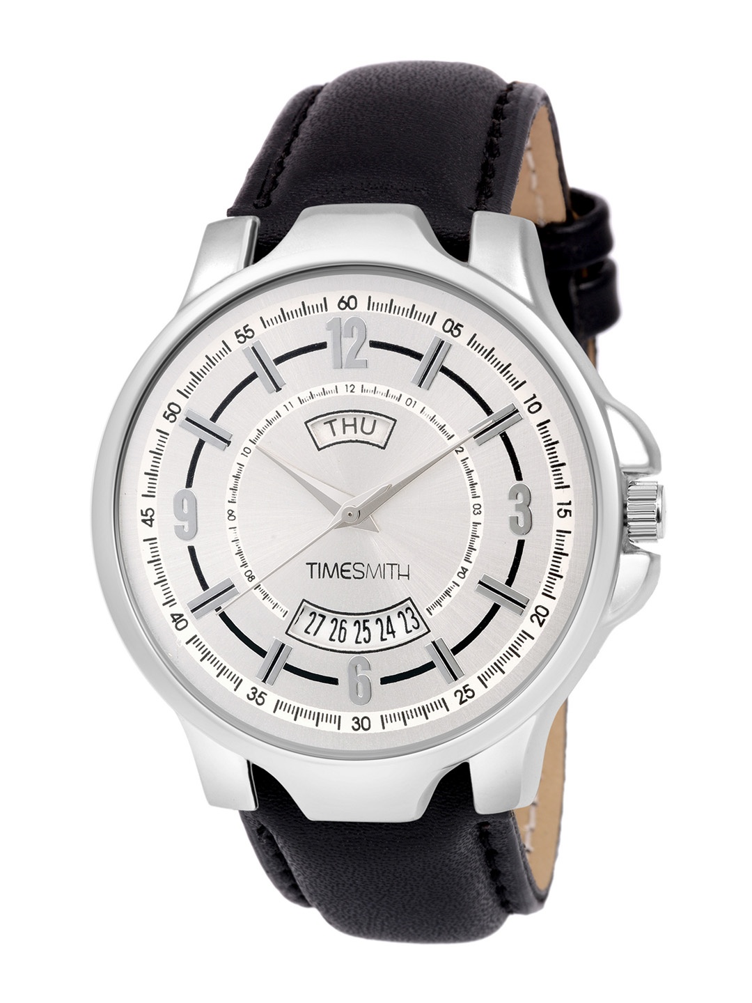 

TIMESMITH Men White & Steel-Toned Leather Analogue Watch TSC-080